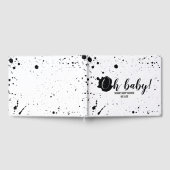 オベビーブラック+ホワイト（ばちゃばちゃ）跳ねるユニセックスベビーシャワー ゲストブック (全面)