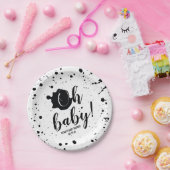 オベビーブラック+ホワイト（ばちゃばちゃ）跳ねるユニセックスベビーシャワー ペーパープレート (パーティー)