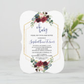 オベビーブルゴーニュフローラ金ゴールド六角ベビーシャワー 招待状 (スタンド正面)