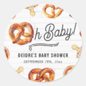 オベビープレッツェル&パシファイアニュートラルベビーシャワー ラウンドシール (正面)