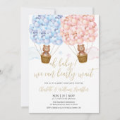 オベビーベアリー待ちテディベア性別リビールパーティー 招待状 (正面)