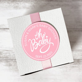 オベビーベビーシャワーステッカー – ベビーガール ラウンドシール