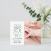 オベビーベビーモダン写真誕生のお知らせ ポストカード (スタンド正面)
