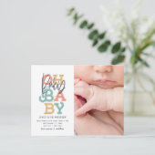 オベビーベビーモダン写真誕生のお知らせ ポストカード (スタンド正面)