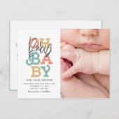 オベビーベビーモダン写真誕生のお知らせ ポストカード (正面/裏面)