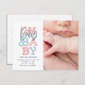 オベビーベビーモダン写真誕生のお知らせ ポストカード (正面/裏面)