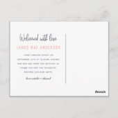 オベビーベビーモダン写真誕生のお知らせ ポストカード (裏面)