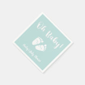 オベビーベビー足ミントグリーンベイビーシャワー スタンダードカクテルナプキン (角)