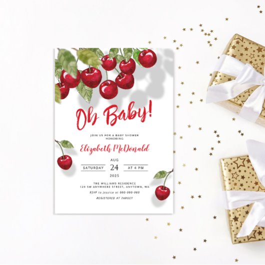 オベビーベリースイーツさくらんぼベビーシャワー 招待状