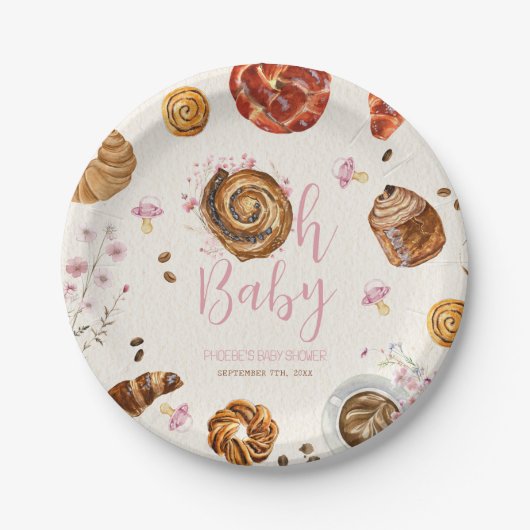 オベビーペストリー+おしゃれな女の子ベビーシャワー ペーパープレート (正面)