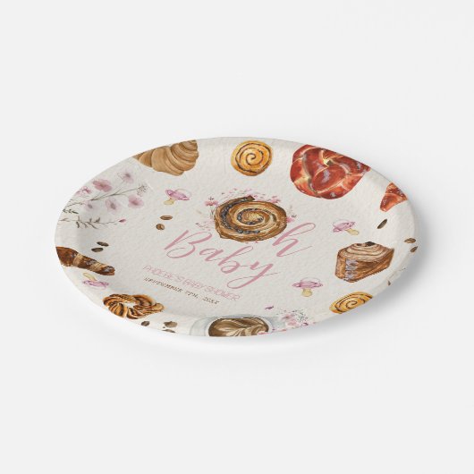 オベビーペストリー+おしゃれな女の子ベビーシャワー ペーパープレート (アングル)