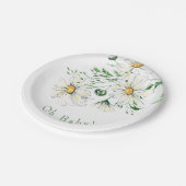 オベビーホワイトデイジーシャワー ペーパープレート (アングル)