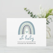 オベビーボホウォーター色レインボーボーボーイ赤ちゃんシャワー 招待状 (スタンド正面)