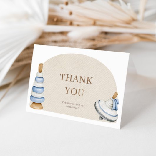 オベビーボホウッドブロックとおもちゃと木 サンキューカード