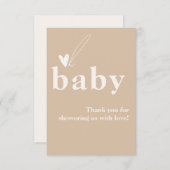 オベビーボホシンプルハートベビーシャワー サンキューカード (正面/裏面)