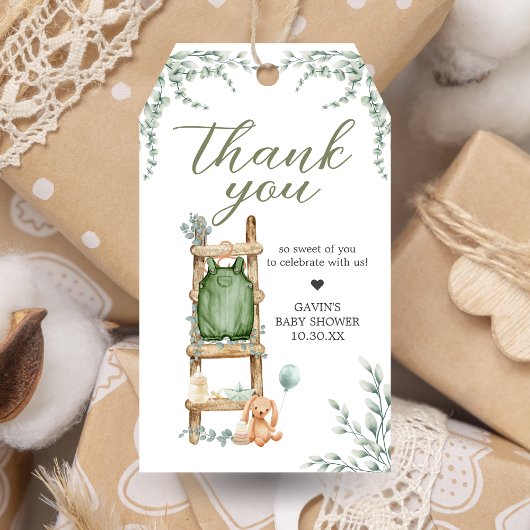 オベビーボホユーカリプトゥスベビーシャワーメッセージカード ギフトタグ