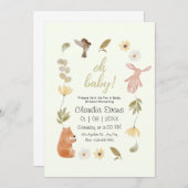 オベビーボホーウッドランド男女兼用ベイビーシャワー 招待状 (正面/裏面)