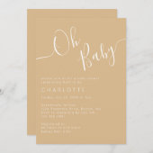 オベビーボホーベージュベビ男女兼用ーシャワー 招待状 (正面/裏面)