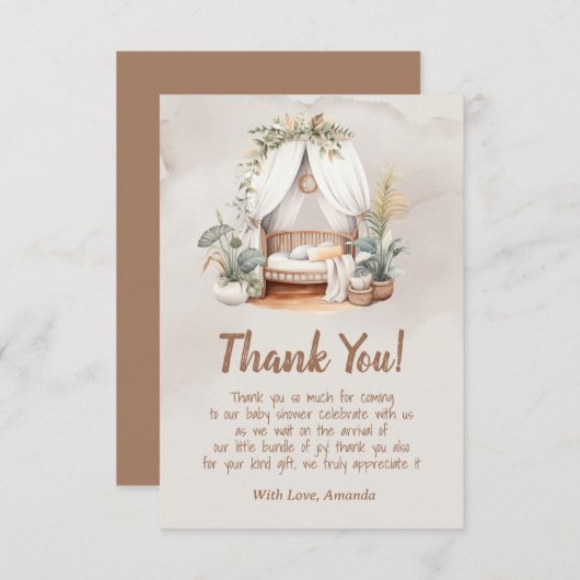 オベビーボホ子供部屋ノックベビーシャワー サンキューカード (正面/裏面)