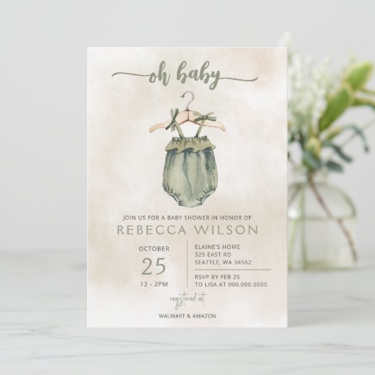 オベビーボホ男女兼用ベビーシャワー招待状 招待状 (スタンド正面)