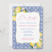 オベビーポジターノレモンズピンクガールベビーシャワー 招待状 (正面)