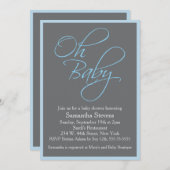 オベビーポーズベビーシャワー少年のために 招待状 (正面/裏面)