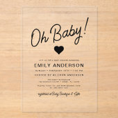 オベビーミニマモダンリストシンプルベビーシャワー アクリル招待状 (正面)