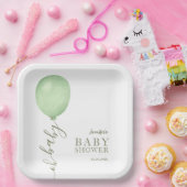 オベビーミニマリストセージグリーンバルーンベビーシャワー ペーパープレート (パーティー)