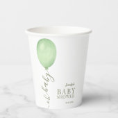 オベビーミニマリストセージグリーンバルーンベビーシャワー 紙コップ (正面)