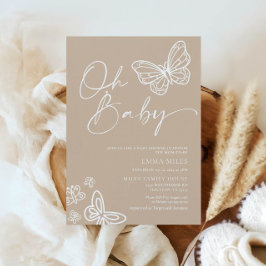 オベビーミニマリストニュートラルベビーシャワー招待状 招待状