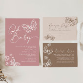 オベビーミニマリストピンクベビーシャワー招待状 招待状