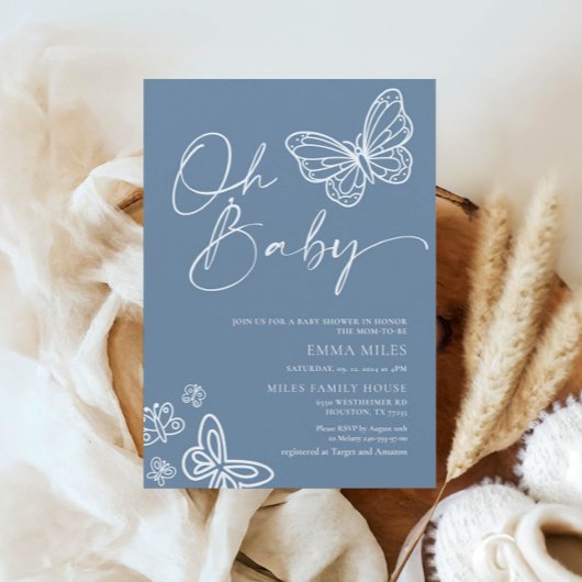 オベビーミニマリストボーイベビーシャワー招待状 招待状