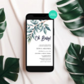 オベビーミニマリスト水の色の冬のベビーシャワー 招待状