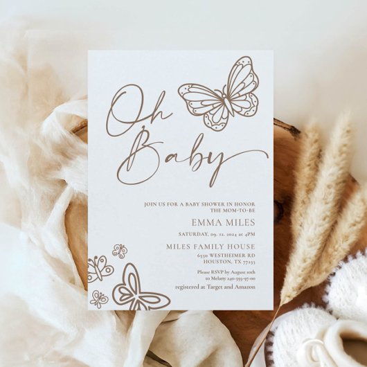 オベビーミニマリスト赤ちゃんシャワー招待状 招待状