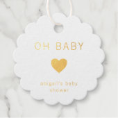 オベビーミニマルハートゴールドフォイルベビーシャワー フェイバータグ (正面)