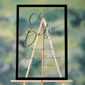 オベビーミニマルブラックブラシスクリプトベビーシャワー アクリルサイン (ニュートラル)