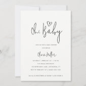 オベビーミニマル男女兼用主義ベビーシャワー 招待状 (正面)