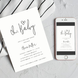 オベビーミニマル男女兼用主義ベビーシャワー 招待状