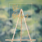 オベビーミニマル金ゴールドブラシスクリプト赤ちゃんシャワー アクリルサイン (ニュートラル)