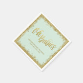 オベビーミント金ゴールドグリッターベビーシャワー スタンダードカクテルナプキン (角)