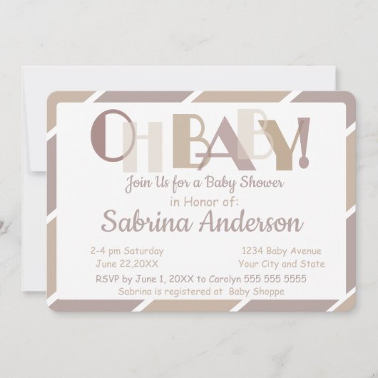 オベビーモカモダンビお洒落ーシャワー 招待状 (正面)