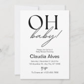 オベビーモダンシンプルブラックベイビーシャワー 招待状 (正面)