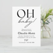 オベビーモダンシンプルブラックベイビーシャワー 招待状 (スタンド正面)