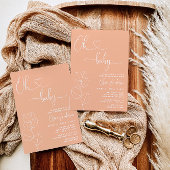 オベビーモダンソフトピーチユーカリ赤ちゃんシャワー 招待状