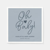 オベビーモダンダスティブルーボーイベビーシャワーカスタム スタンダードカクテルナプキン (正面)