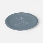 オベビーモダンダスティミニマルブルーボーイベビーシャワー ペーパープレート (アングル)