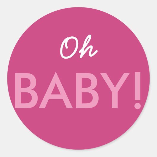 オベビーモダンピンクまたは青の赤ちゃんシャワー散水 ラウンドシール (正面)