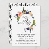 オベビーモダンフローラベビーシャワー招待状 招待状 (正面/裏面)