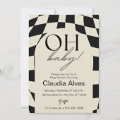 オベビーモダンブシンプルラックスベージュベイビーシャワー 招待状 (正面)