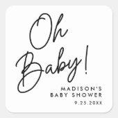 オベビーモダンブラックスクリプトベビーシャワー スクエアシール (正面)